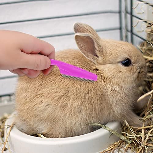 Patelai 4 Pcs Bunny Grooming Kit Bunny Brush Rabbit Nail Clipper, Pink, Red - Image 5