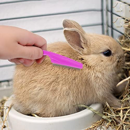 Patelai 4 Pcs Bunny Grooming Kit Bunny Brush Rabbit Nail Clipper, Pink, Red - Image 5