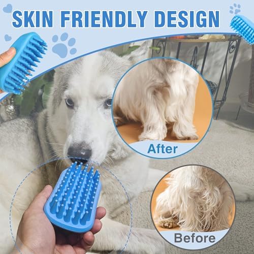 Dog Shampoo Brush & Dog Shower Brush, Upgraded Pet Grooming Bath Brush with Soft Silicone Bristles, Adjustable Handle Massage Comb for Long & Short Hair Dogs and Cats - Image 5