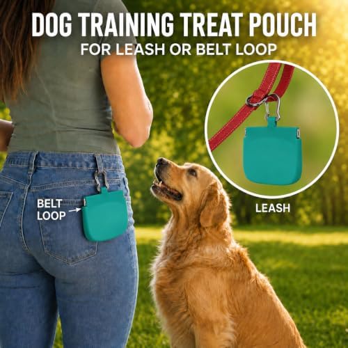1 Cup Silicone Dog Treat Pouch, Dog Training Treat Bag, Green - Image 6