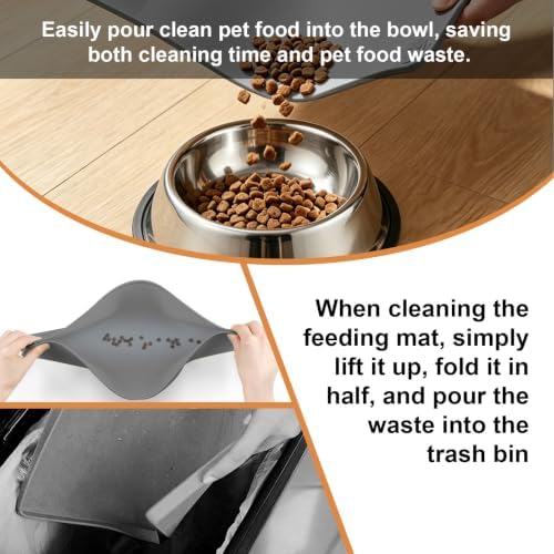 Large Waterproof Silicone Pet Feeding Mat Nonslip Raised Edges 19"x12" Gray - Image 4