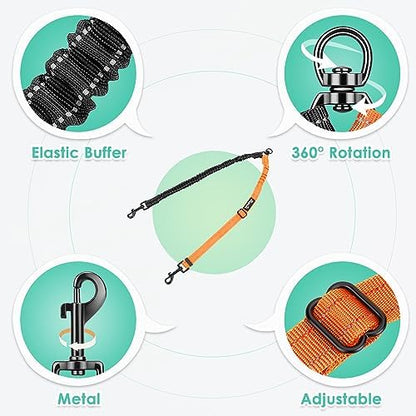 AUTOWT Two Dog Lead, 2 in 1 Upgraded Double Dog Leash Attachment Combine Adjustable Strap and Shock Absorbing Bungee No Tangle Dual Training Splitter for Different Size Dogs - Image 2