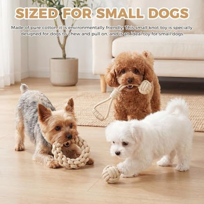 4 Pack Dog Rope Toys for Small Dogs, Heavy Duty Puppy Teething Sturdy Cotton Chew Tug Ropes, Tough Interactive Tug Pull Rope for Dogs, Teeth Cleaning - Image 6