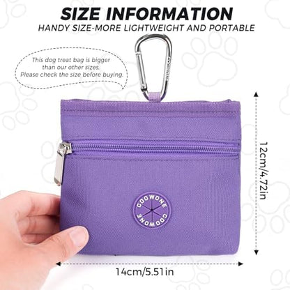 Dog Treat Pouch with Pet Training Clicker, Detachable Dog Puppy Training Treat Bag, 900D Oxford Cloth Magnetic Closure Small Dog Walking Bag for Travel or Outdoor Use (Purple) - Image 5