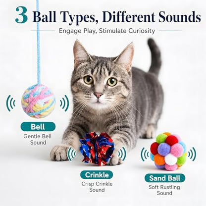 Cat Toy Balls with Bell & Crinkle Sounds, 12 Pack for Indoor Cats & Kittens - Image 3