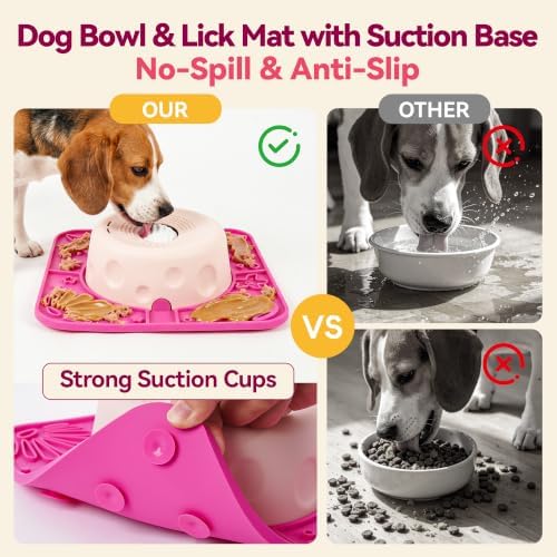 Dog Lick Bowl with Rolling Ball & Non Slip Lick Mat for Dogs & Cats - Image 3