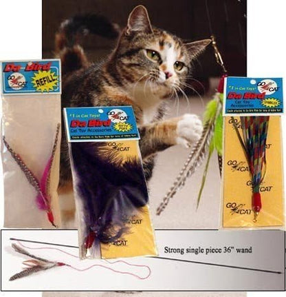 Litterboy pets The Da Bird Super Pack (Includes 1 Da Bird Original 36" Single Pole Cat Toy, Feather Refill, Sparkly Attachment, Kitty Puff Attachment & Peacock Feather)