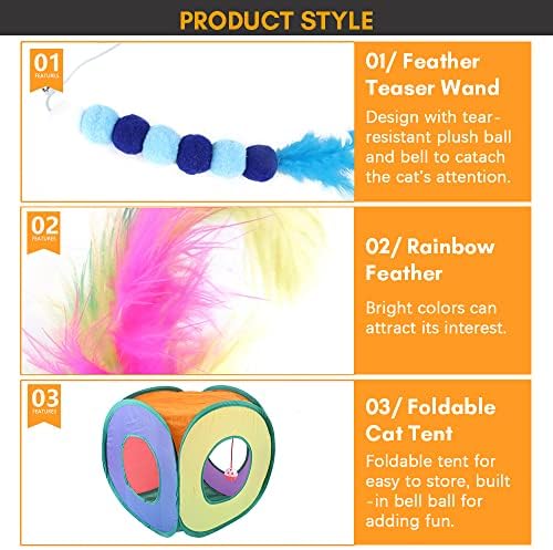 Cat Play Tunnel,Occupiedpet Collapsible Cube Tent with 3 Entry Points - Image 5