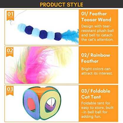 Cat Play Tunnel,Occupiedpet Collapsible Cube Tent with 3 Entry Points - Image 5
