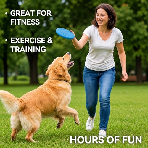 Dog Frisbee 3 Pack – Durable Rubber Dog Toys for Outdoor Fetch – 7 Inch Lightweight Floating Frisbee for Dogs, Soft on Teeth, Training & Water Play - Image 7