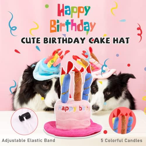 lilfrd 9Pcs Pink Dog Birthday Toy Set, Squeaky Hat Bandana Gift for Dogs - Image 4