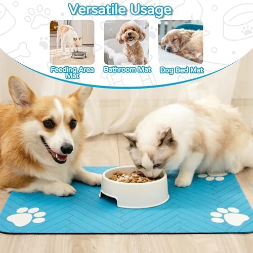 Dog Cat Food Mat, Absorbent Pet Feeding Mat for Food and Water Bowl - Image 6