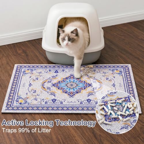 Glittme Cat Litter Mat, 47"x35" Non-Slip Washable Trapping Mat for Cats - Image 2