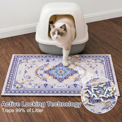 Glittme Cat Litter Mat, 47"x35" Non-Slip Washable Trapping Mat for Cats - Image 2