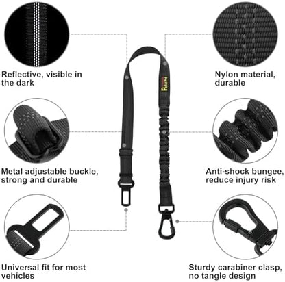Plutus Pet Dog Seat Belt for Car, Adjustable Harness with Elastic Bungee - Image 2