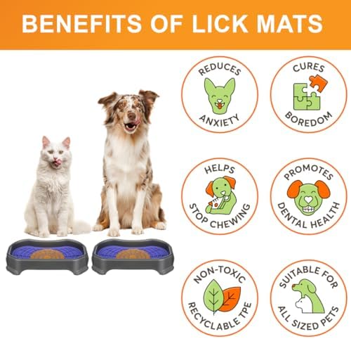 Neater Pets Neat-LIK Dog Lick Mat w/Mess-Proof Tray, Lick Mat for Dogs, Cats, Puppy, Reduces Anxiety & Boredom, Peanut Butter Slow Feeder, Interactive Treat Licking Pad (Purple/Gunmetal) - Image 4
