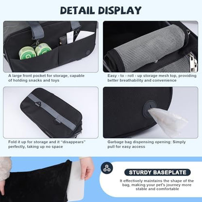 Center Console Dog Car Seat for Small Dogs,Dog Booster Car Seat with Safety Belt and Pockets,Portable Pet Armrest for Puppy Cat Under 13 lbs (Black) - Image 5