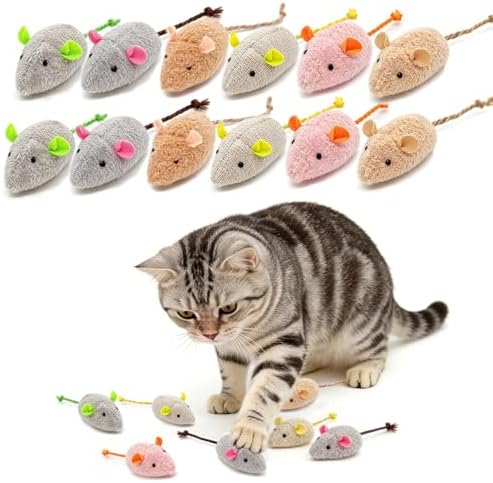 12 Pack Mouse Toys for Cats,Catnip Toy Mouse, Plush Mice Toys for Cats, Cat Nip Mice for Indoor Cat, Kitten Plushie Engaged Entertained Interactive Exercise Kicker Chew Fetch Toy (Value Bulk) by Kidpet