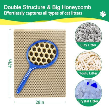 GRELY XL 47 x 28 Extra Large Double Layer Cat Litter Mat, Kitty Box Mat, Waterproof Urine Proof Non-Slip Cats Rug for Pet,Litter Trapping Mat - Image 2