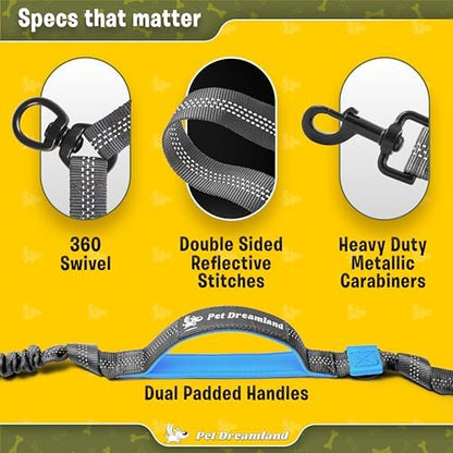Pet Dreamland Exquisite Leash Coupler for Two Large Dogs with Tangle-Free Swivel. Dual Dog Attachment, Smooth Walks Guaranteed. You Will Absolutely Love This Amazing Gear for 2 Dogs (Grey & Blue) - Image 5
