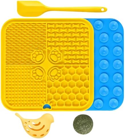 2 Pack Lick Mats for Dogs with Bird Treat Puzzle for Cats by DTDBBFU