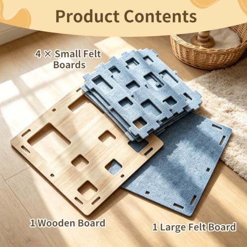 Wooden Felt Cat Slow Feeder Puzzle Box - Image 7