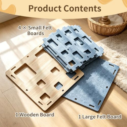 Wooden Felt Cat Slow Feeder Puzzle Box - Image 7