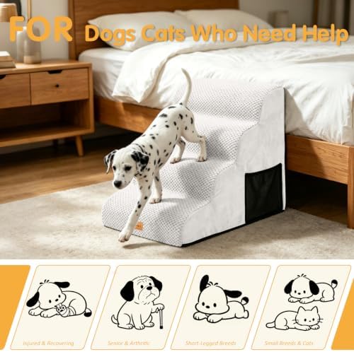 Topmart High Density Foam Dog Steps 4 Tiers,Extra Wide Deep Pet Steps - Image 5