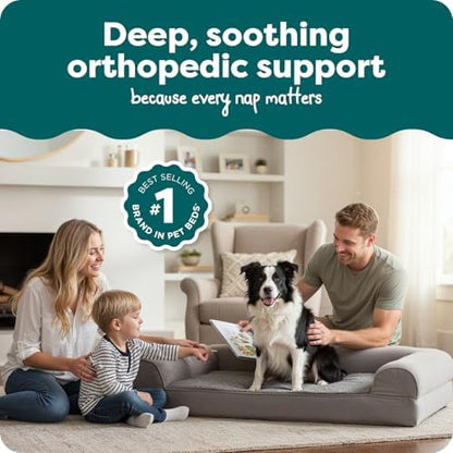 Furhaven Orthopedic Dog Bed for Large/Medium Dogs w/ Removable Bolsters & Washable Cover, For Dogs Up to 55 lbs - Plush & Suede Sofa - Gray, Large - Image 2