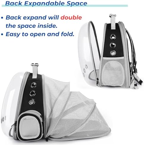 Lollimeow Cat Carrier Backpack, Expandable Bubble Pet Carrier for Cats and Small Dogs, Airline Approved Travel Backpack for Hiking, Walking & Outdoor Adventures - Supports up to 14 lbs - Image 3