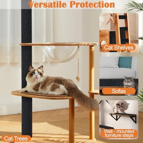 Cat Scratch Furniture Protector - 158" x 15.8" Trimmable Self-Adhesive Cats Claws Scratch Pads, DIY Cat Climbing Couch Protector for Scratch Post Cat Tree Replacement Indoor (Black) - Image 6