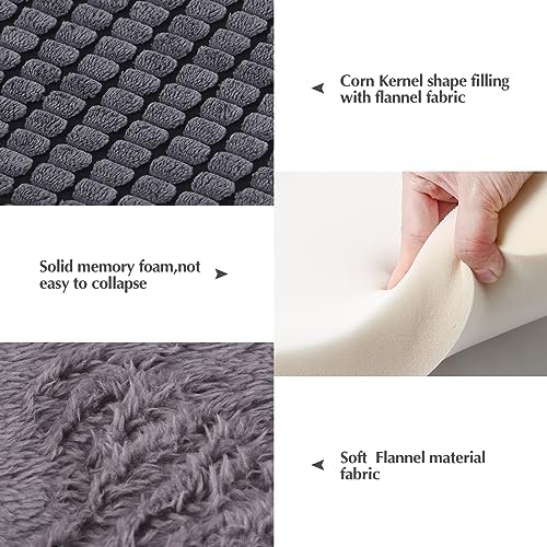 BVAGSS Reversible Dog Crate Pad, Memory Foam Pet Bed Mat, Soft Warm Machine Washable Sleeping Kennel Mattress for Small Medium Dogs XH079 (36''x23''x1.6'',Light Grey) - Image 2