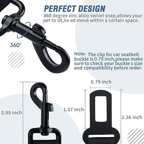 COOYOO Dog Seat Belt,3 Piece Set Retractable Dog Car Adjustable Seatbelts for Vehicle Nylon Pet Safety Heavy Duty & Elastic & Durable Car Harness for Dogs - Image 6