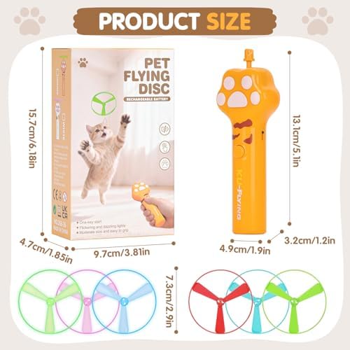 Cat Fetch Toy, Flying Disc Launcher with 6 Flying Discs - Image 2