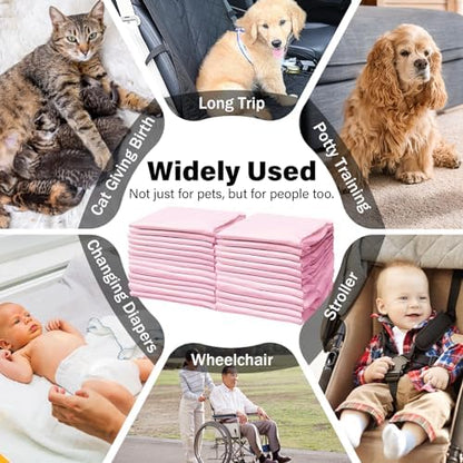 Basics Dog and Puppy Pee Pads with 4-Layer Leak-Proof and Quick-Dry Design for Potty Training, 13” x 17” Ultra Absorbent Disposable Changing Pads for Small Pets -Pink(50 Count) - Image 4