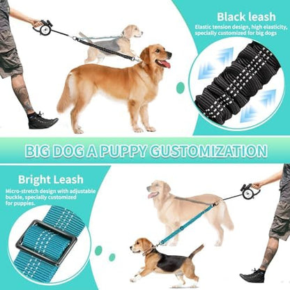 Double Leash for Two Dogs, 2-in-1 No Tangle Design with Bungee Shock Absorber & Adjustable Strap for Walking, Running, Training (Purple) - Image 5