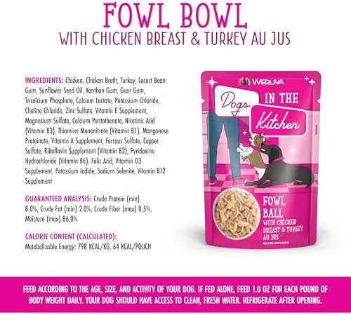 Weruva Dogs in the Kitchen, Fowl Ball with Chicken Breast & Turkey Au Jus Dog Food, 2.8oz Pouch (Pack of 12) - Image 6