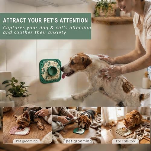 Lick Mat for Dog & Cat, Durable Silicone Licking Mat with Suction Cups, Easy-to-Clean, Chew-Proof, 2-in-1 Slow Feeder Pad Bowl for Dry & Wet Food, Puppy Enrichment Toy for Anxiety Relief, Pet Grooming - Image 7