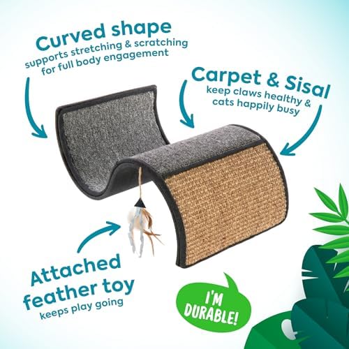 Petlinks Dream Curl Carpet Cat Scratcher, Dual-Surface Cat Scratching Post, Lounge & Hide Scratchers for Cats & Kittens, Gray, Furniture Protector, One Size Fits All Cats - Image 2