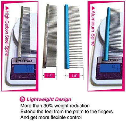 Greyhound Comb with Oval Handle for Dogs and Cats, Removing and Shedding Matted, Tangled Hair, Metal Comb with Stainless Steel Pins, Detangling Grooming Tool, Pet Comb (20% Fine Spacing)… - Image 3