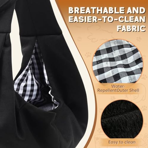 Pet Sling Carrier Bag, Hands-Free Shoulder Strap, for Small Dogs and Cats, Black (Black) (Black) - Image 5