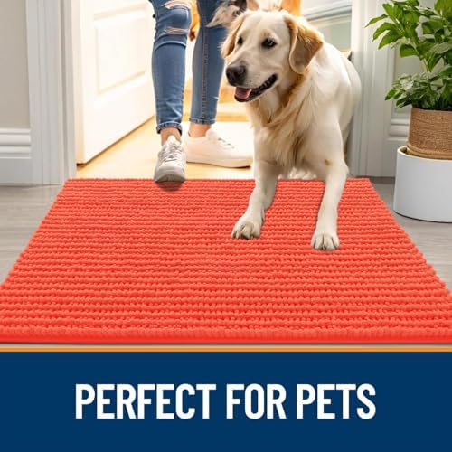 OLANLY Dog Door Mat for Muddy Paws 40x32, Extra Absorbent Chenille Mud Mat - Image 6