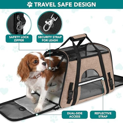 PetAmi Airline Approved Pet Carrier Cats & Small Dogs, Small Heather Taupe - Image 4
