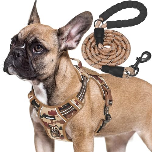 Beebiepet Heavy Duty Tactical Dog Harness for Small Dogs, No Pull Adjustable Pet Harness Reflective Service Training Easy Control Pet Vest Military K9 Working Dog Harnesses- Medium, Desert Camo by Beebielove