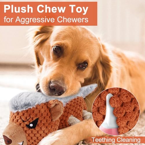 Letsmeet Dog Toys - Squeaky Interactive Plush Dog Toy with Rope, Chew Toy for Large Dogs, Small Dogs & Puppies - Tug of War Dog Toy for Aggressive Chewers, Pet Toys for Dogs - Image 3