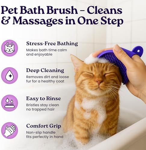 gameOFF Cat Grooming Kit 6 in 1, Include: Nail Clipper, Brush for Shedding, Wand Toy, Interactive Ball Toy, Bath Brush, Ear Cleaner Finger Wipes (30ct.), Cat Grooming Supplies, Kitten Supplies - Image 3