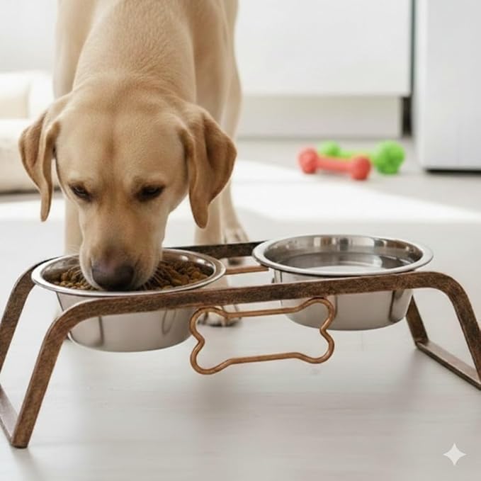 Loving Pets Elevated Dog Bowls – Raised Stainless Steel Dog Bowls with Steel Stand – Non-Skid, No Spill Feeder for Small, Medium & Large Dogs – Easy to Clean, Durable Raised Dog Feeding Station