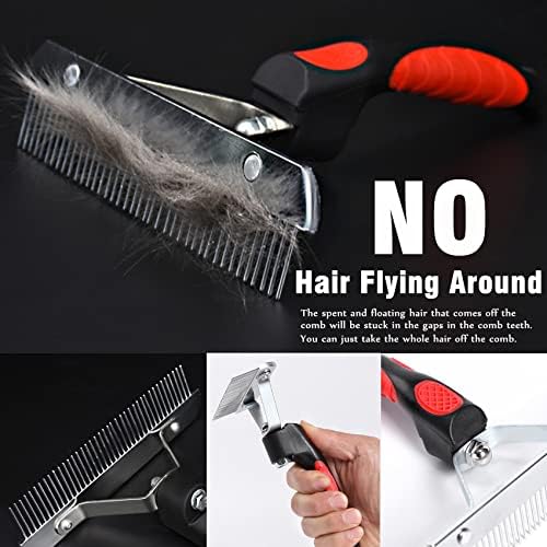 Undercoat Rake for Dogs,Long-haired Pet Grooming Shedding Brush with Handle - Image 6