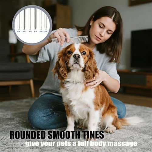3-Pack metal comb for dogs stainless steel dog comb Pet Grooming Metal Combs Set, Large Medium Small Sizes, Stainless Steel Detangling Tool for Dogs and Cats - Image 4