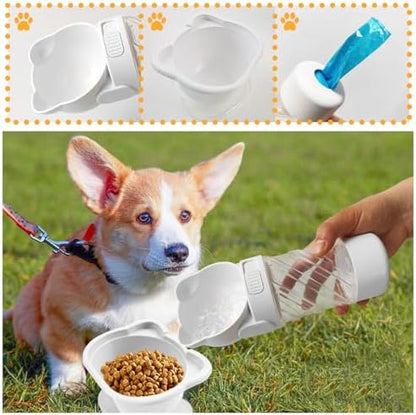 Pet Water Bottle for Dogs,Portable Dog Water Bowl Dispenser,Leak Proof Puppy Travel Bottle with Food Container for Outdoor Walking Hiking (19 OZ,White) - Image 4
